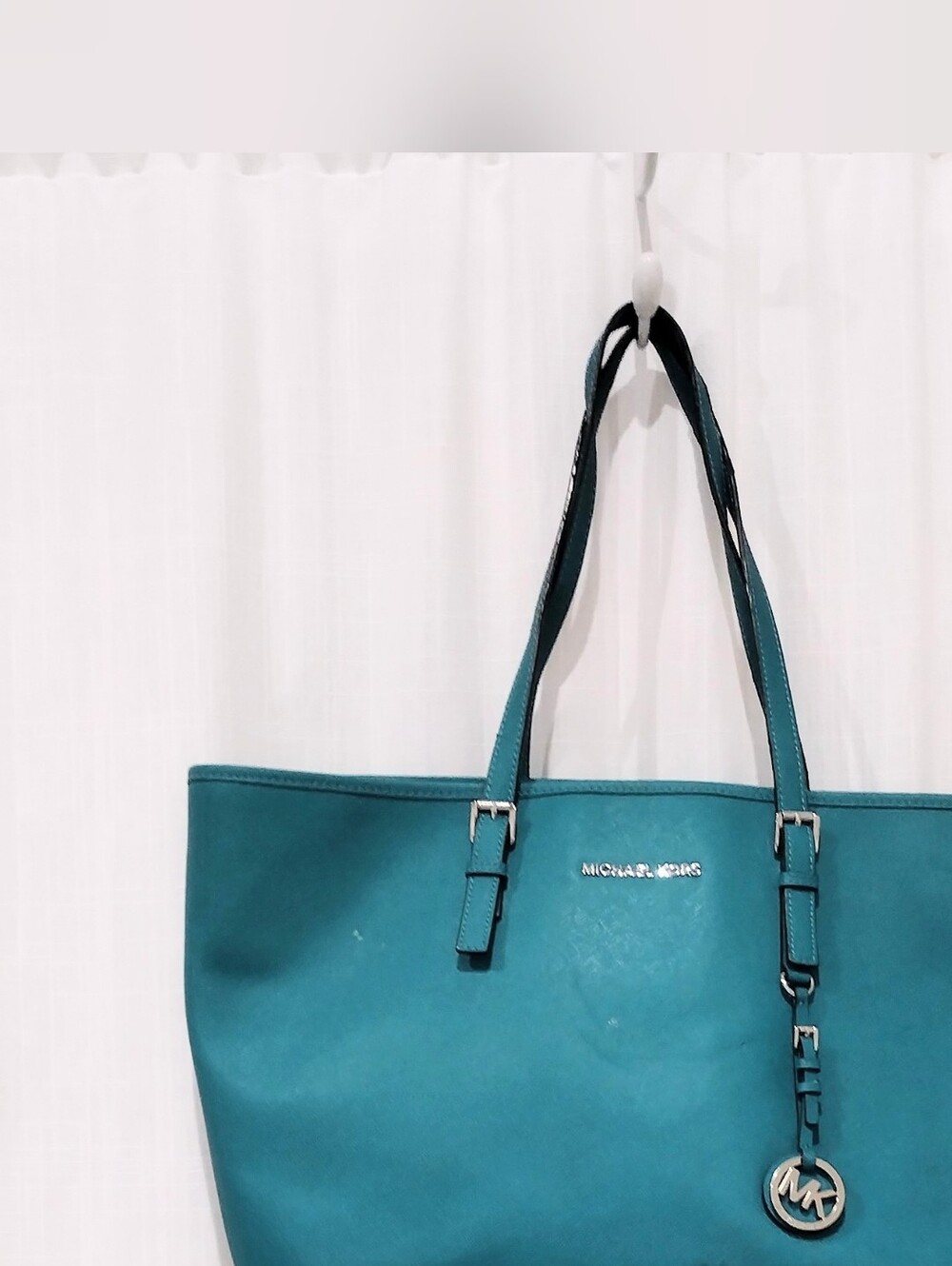 Michael Kors Teal Tote with MK Charm